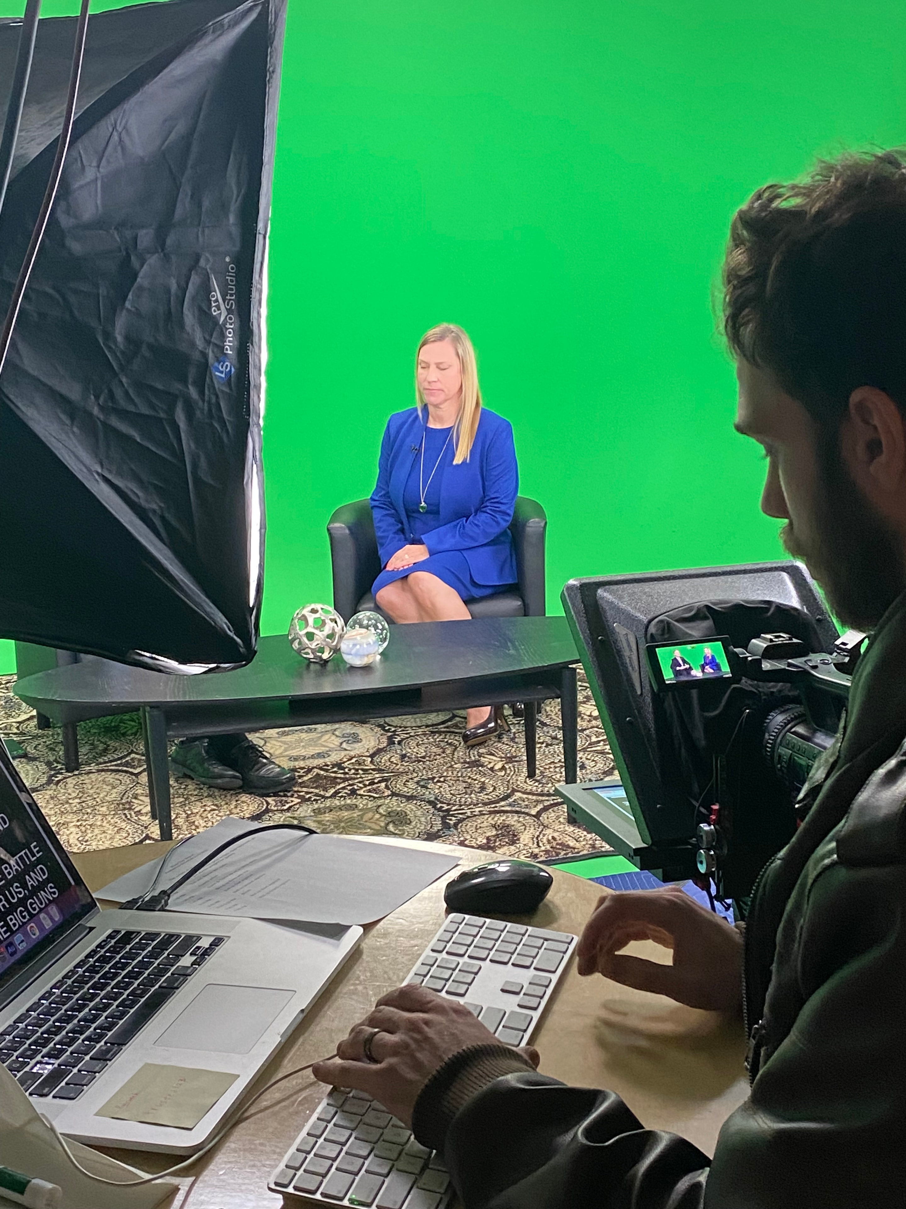 Andrea Hirsch on set during a media appearance